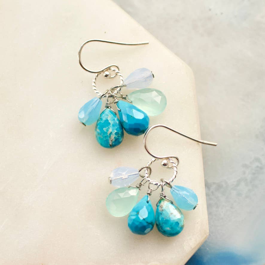 Semi Precious Color Cluster Earrings