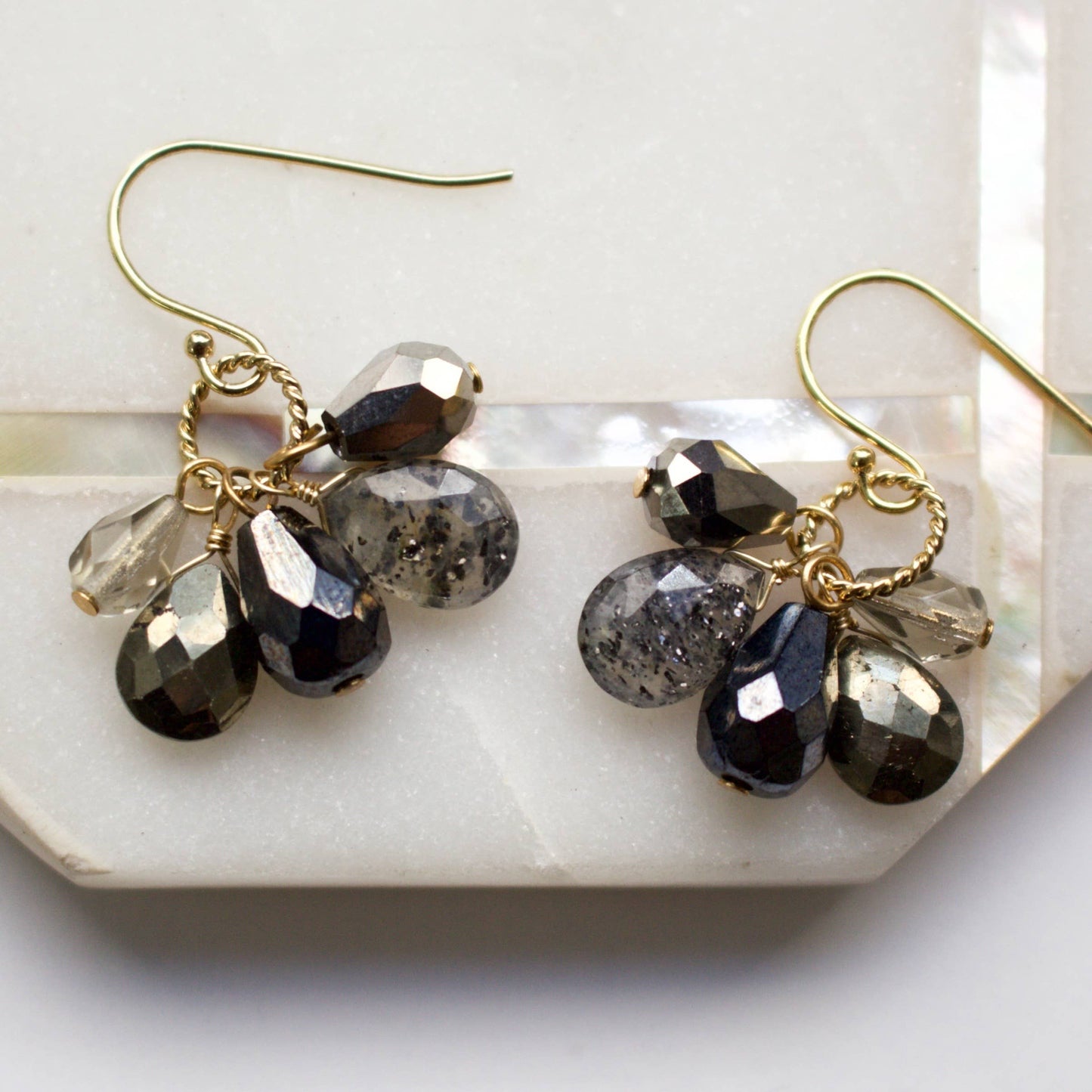 Semi Precious Color Cluster Earrings