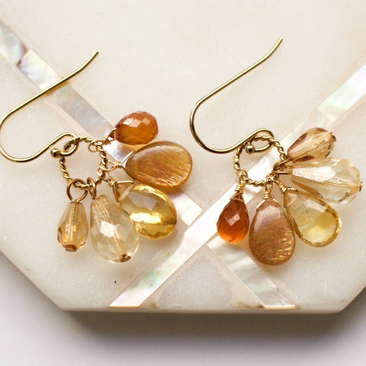 Semi Precious Color Cluster Earrings