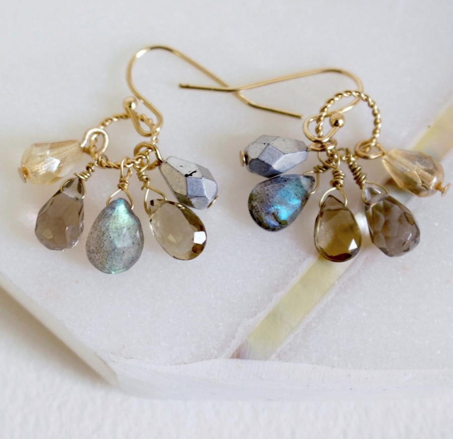 Semi Precious Color Cluster Earrings