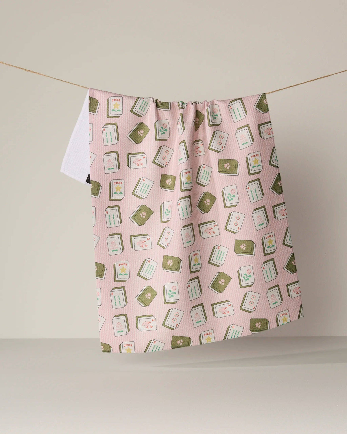 Flower Tiles Tea Towel: Pink