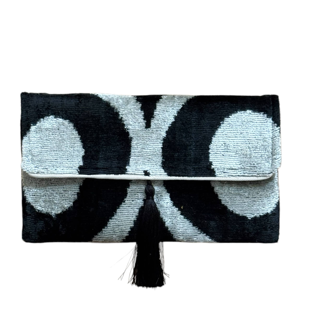 AYCA Design Silk Velvet Ikat Tassel Clutch — Pre-order