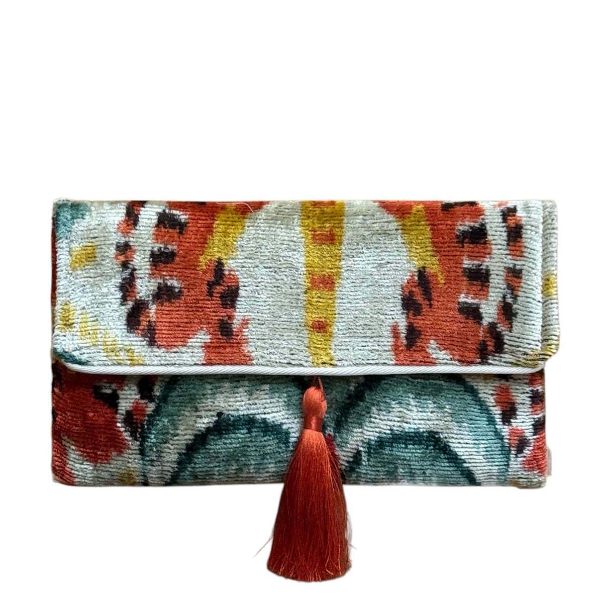 AYCA Design Silk Velvet Ikat Tassel Clutch — Pre-order