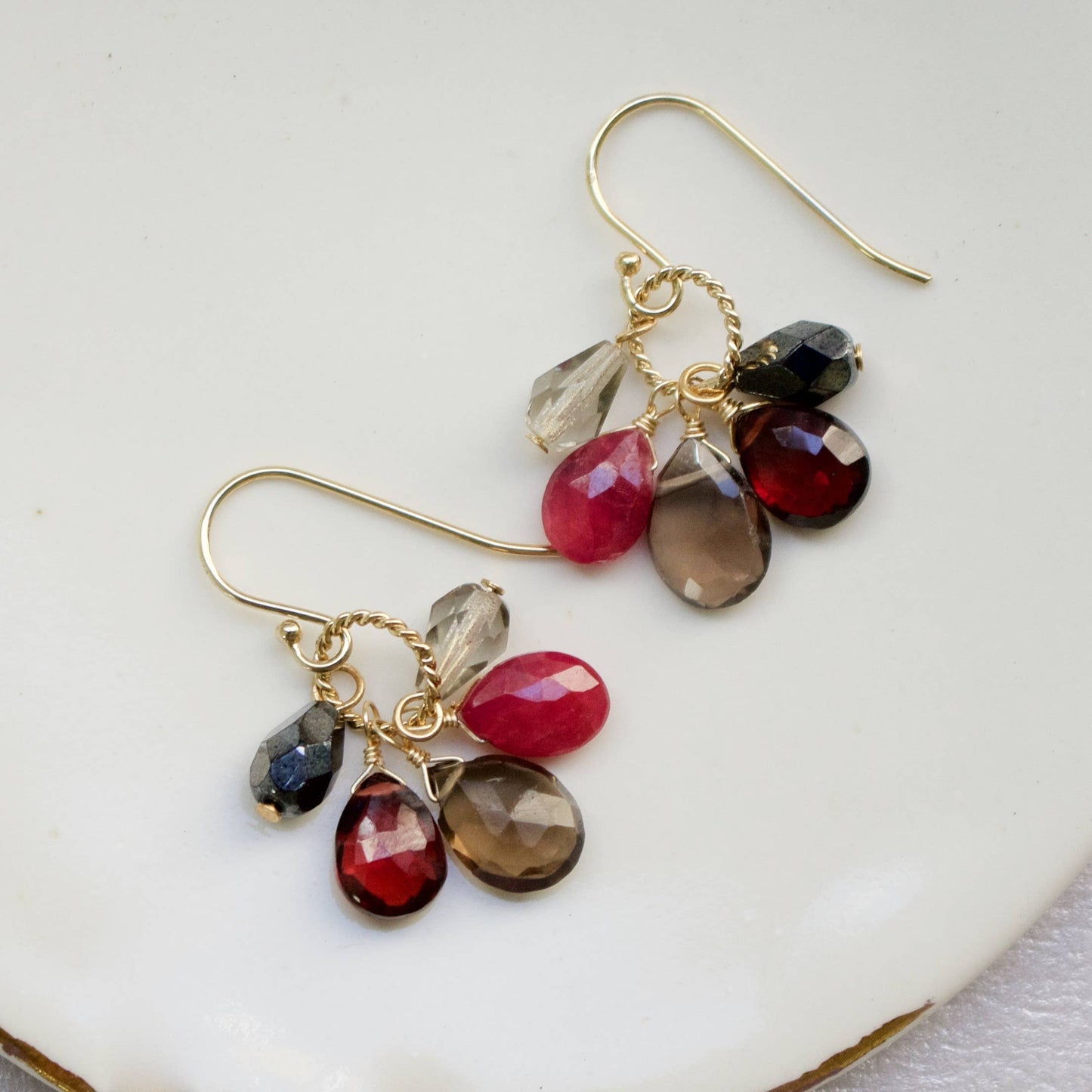 Semi Precious Color Cluster Earrings