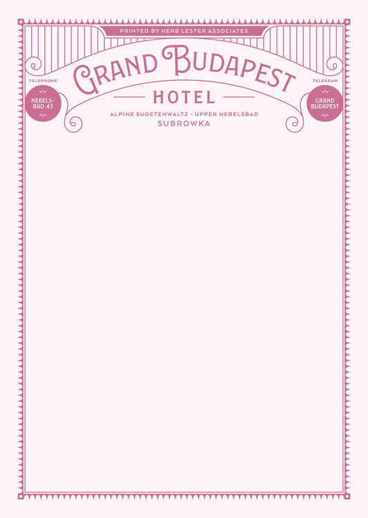 Grand Budapest Hotel: Fictional Hotel Notepad