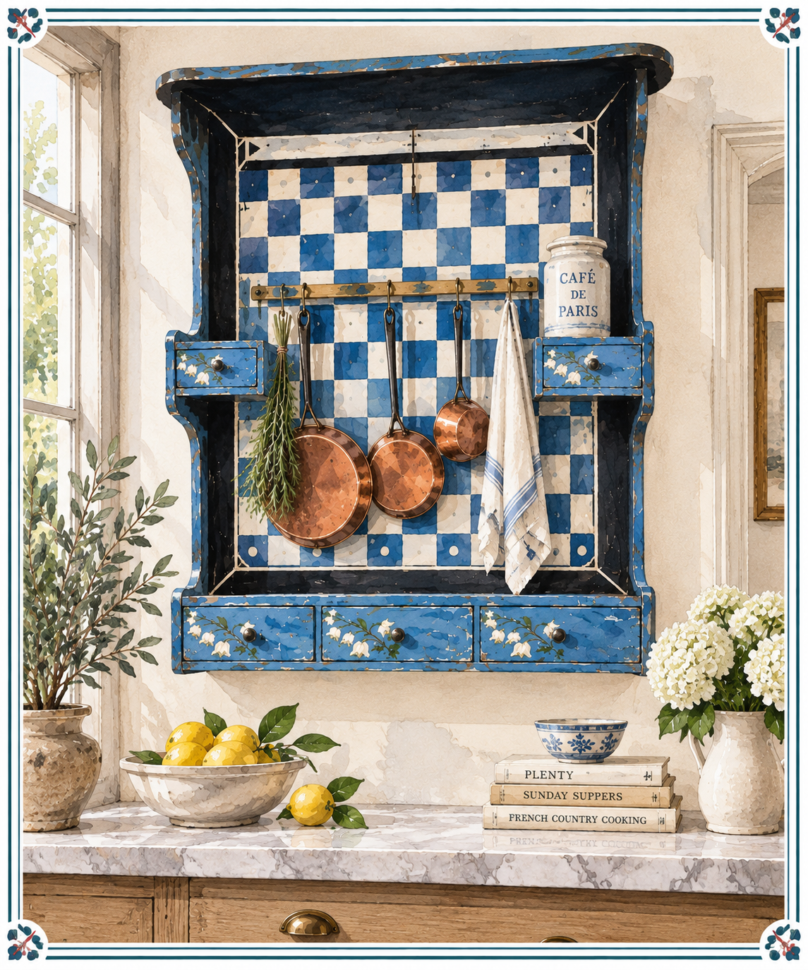 Antique French Painted Kitchen Cupboard from the Paris Flea Market
