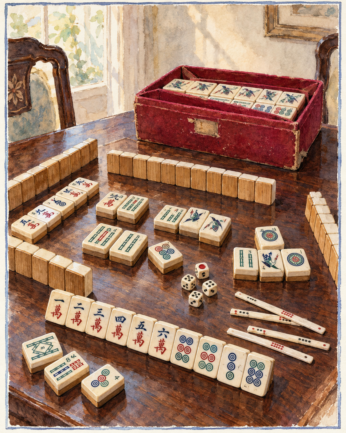 Vintage — 1920s Hong Kong Bone & Bamboo Mah-Jongg Set