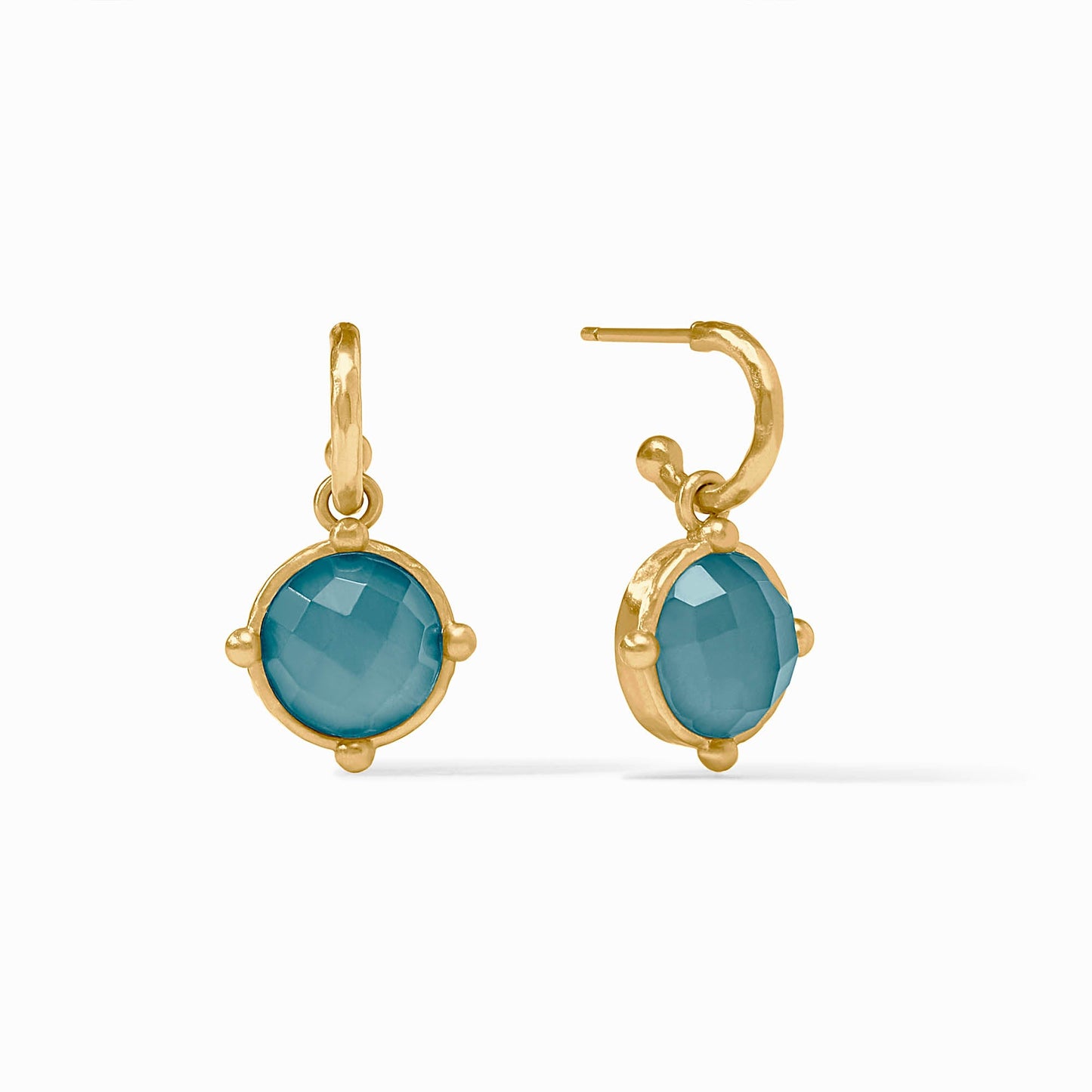 Julie Vos Honeybee Hoop & Charm Earring in Iridescent Montana Blue