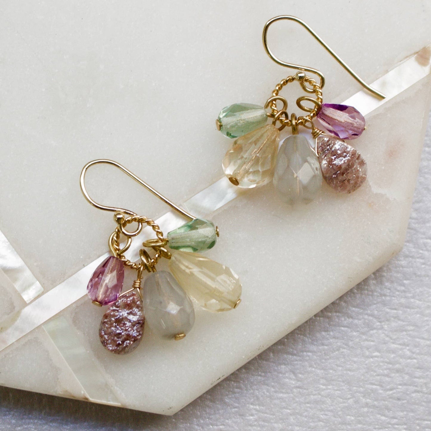 Semi Precious Color Cluster Earrings