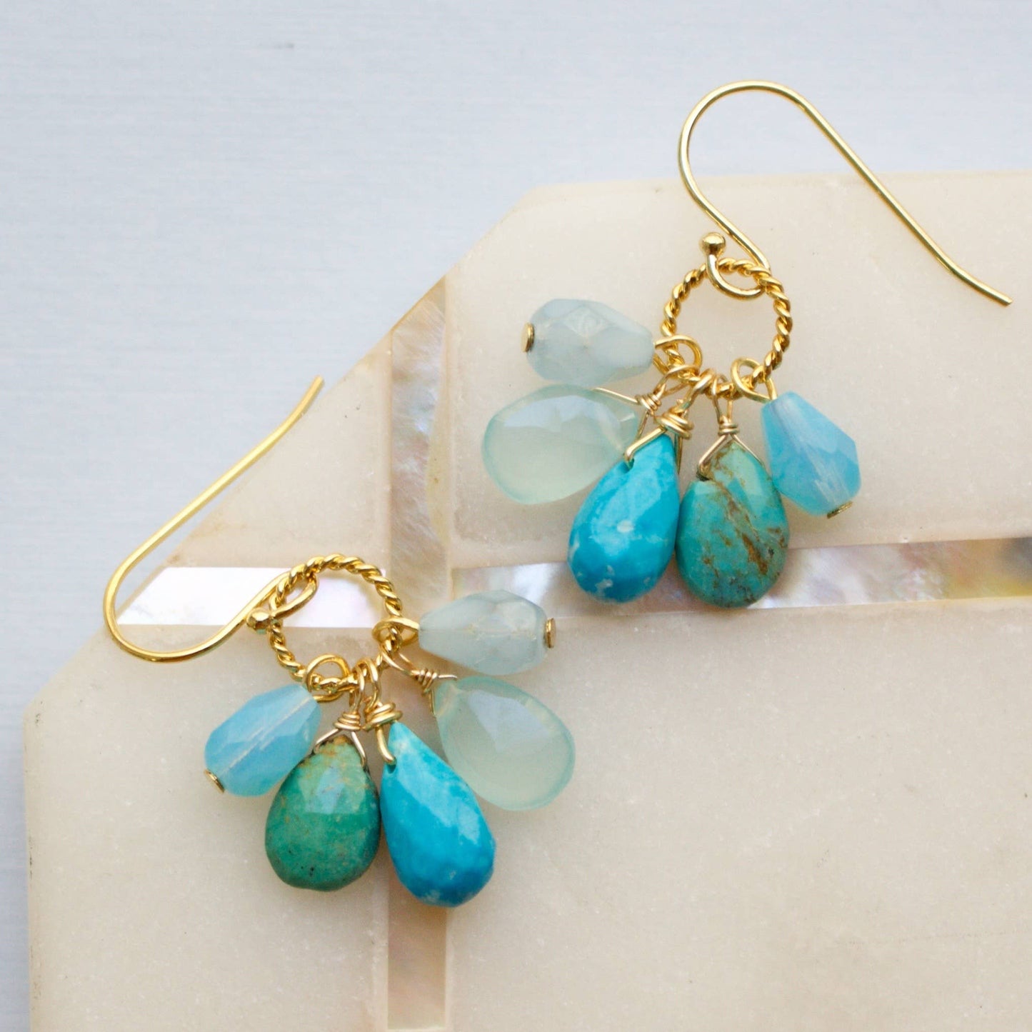 Semi Precious Color Cluster Earrings