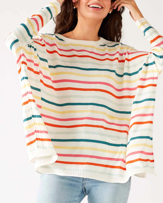 Catalina Crew Sweater Rainbow Sherbet Stripe