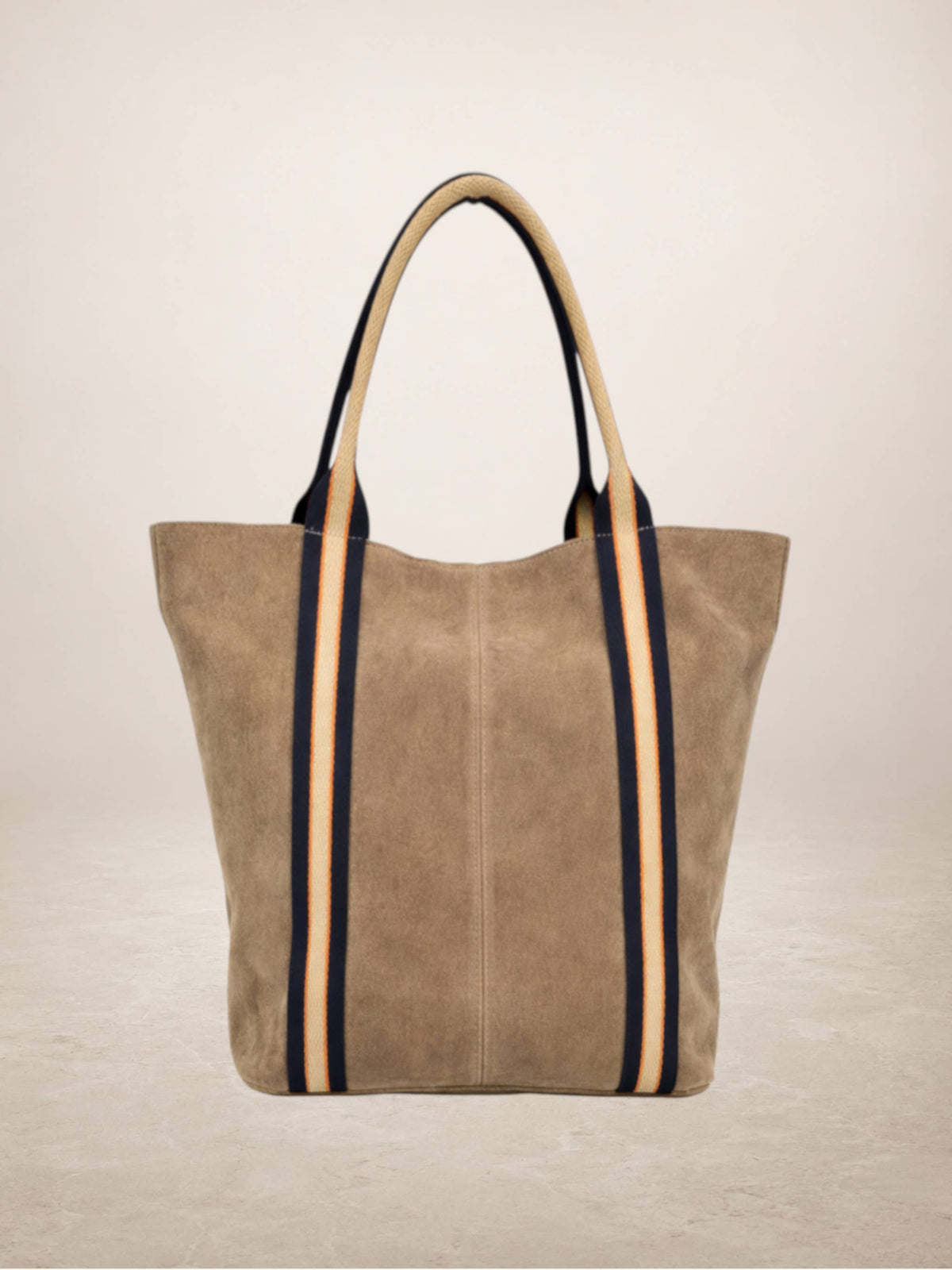 Melody Suede Leather Tote — Taupe