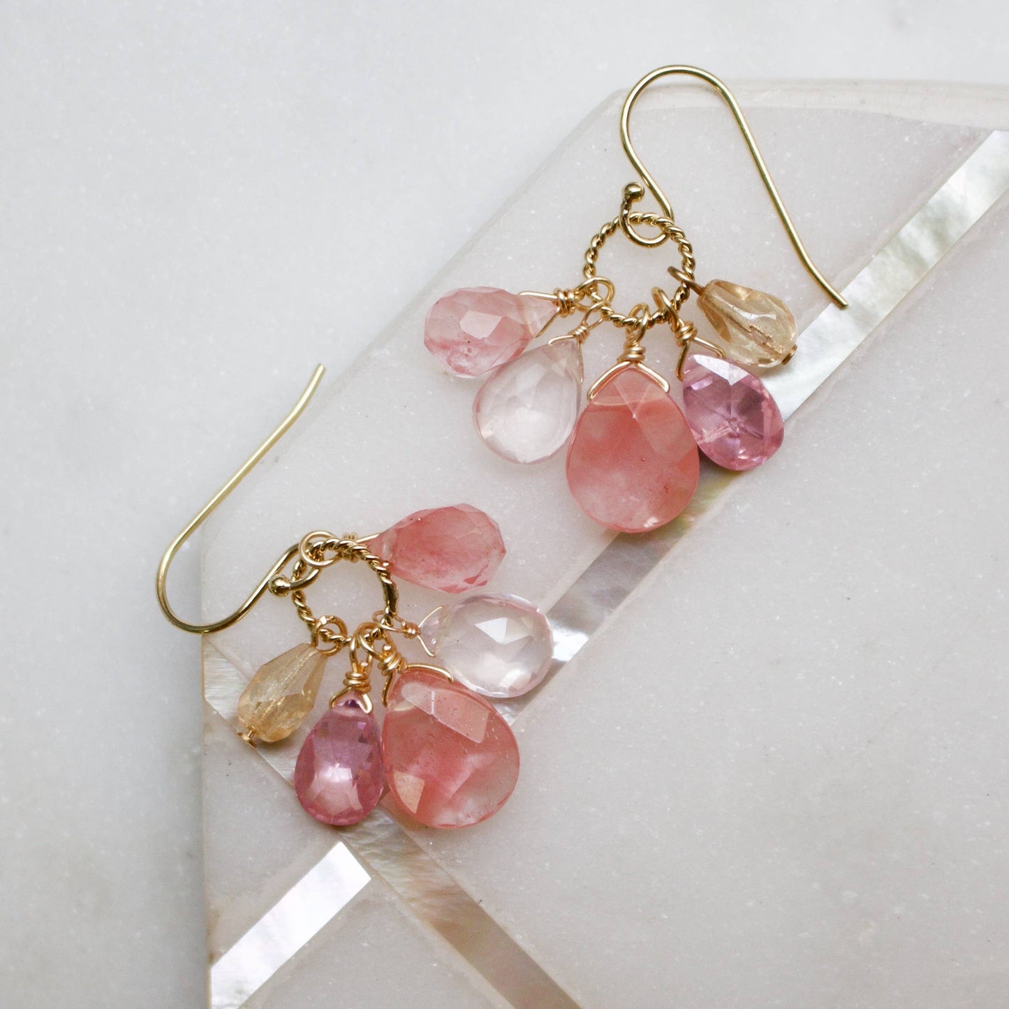 Semi Precious Color Cluster Earrings