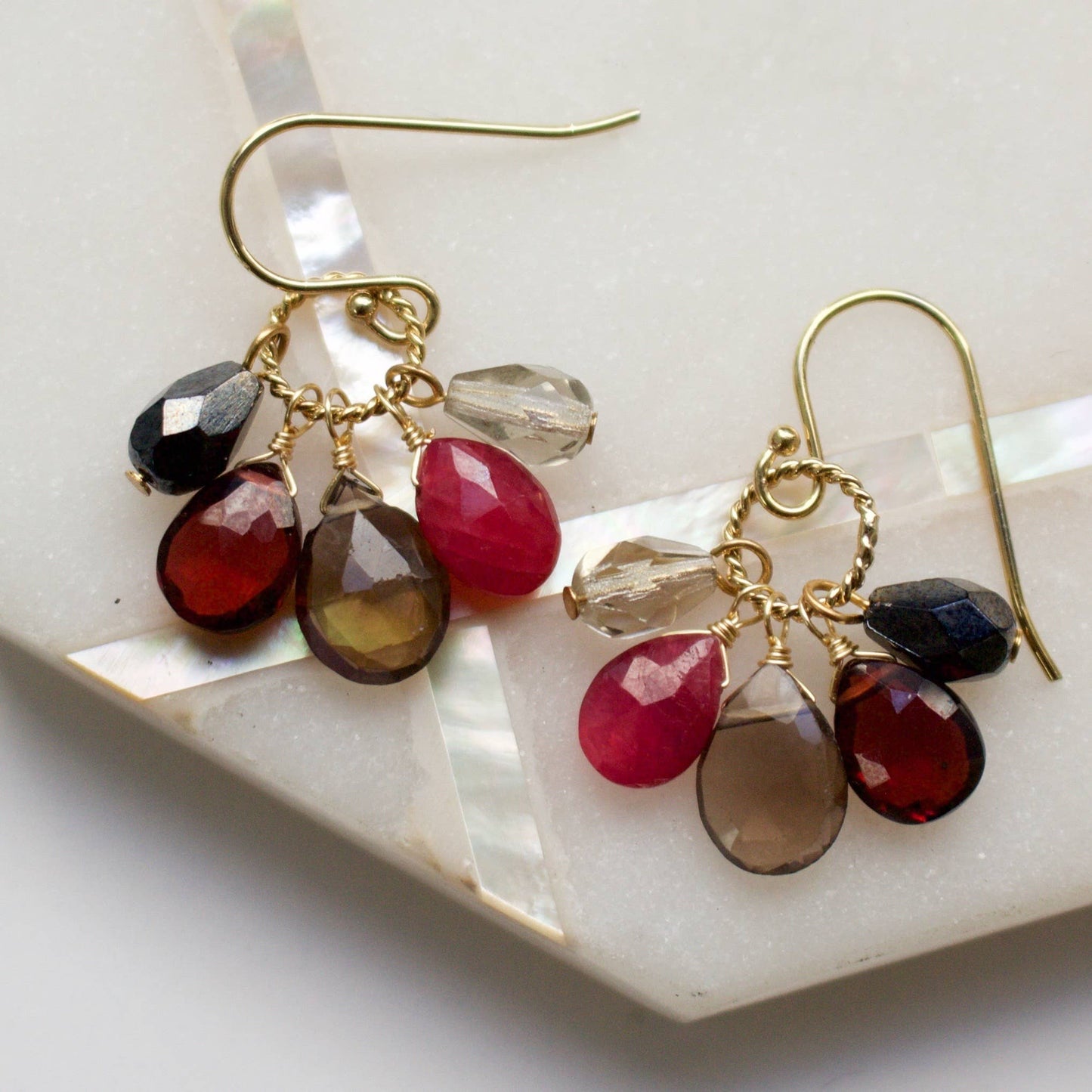 Semi Precious Color Cluster Earrings