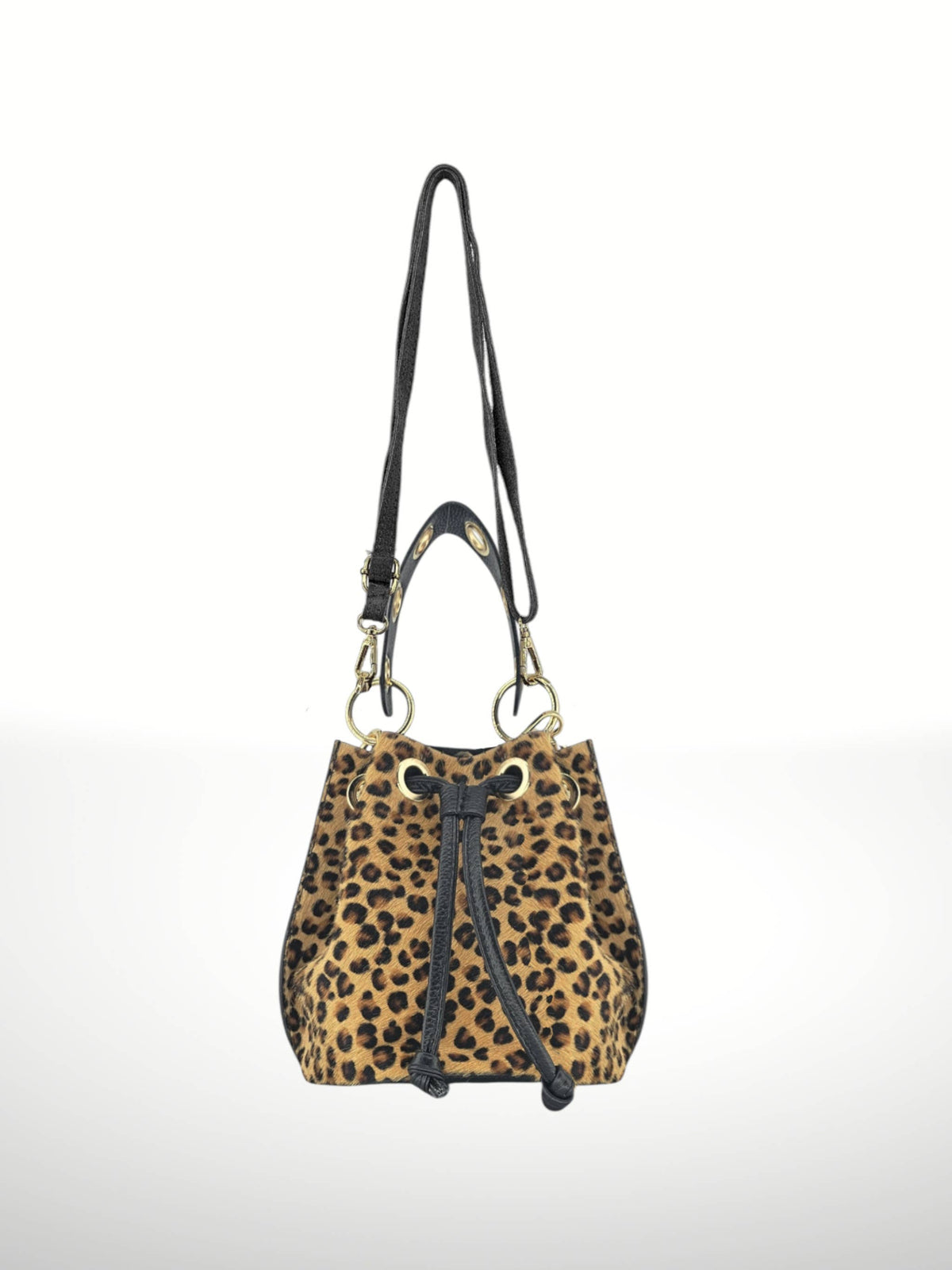 Noelia Zebra Leather Bucket Bag
