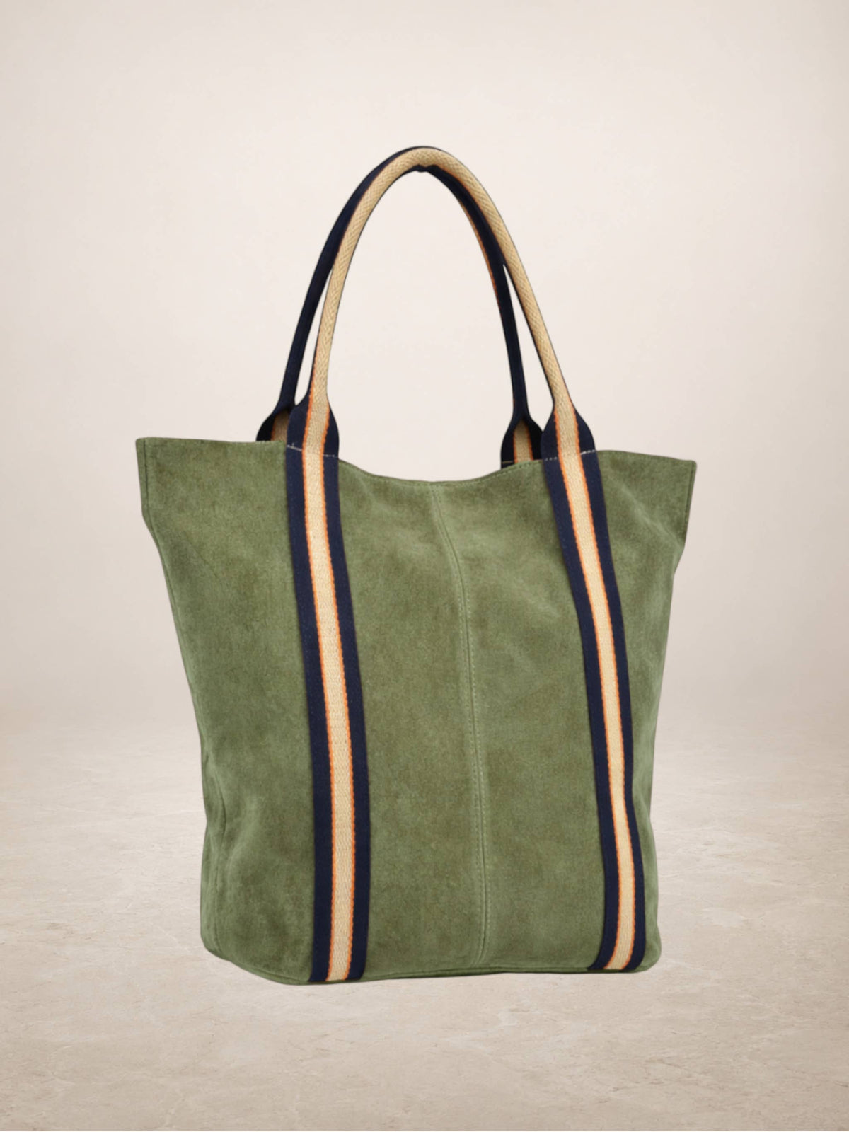 Melody Suede Leather Tote — Olive Green