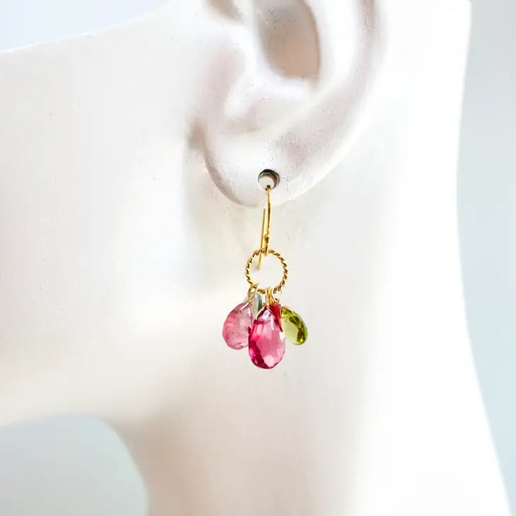 Semi Precious Color Cluster Earrings