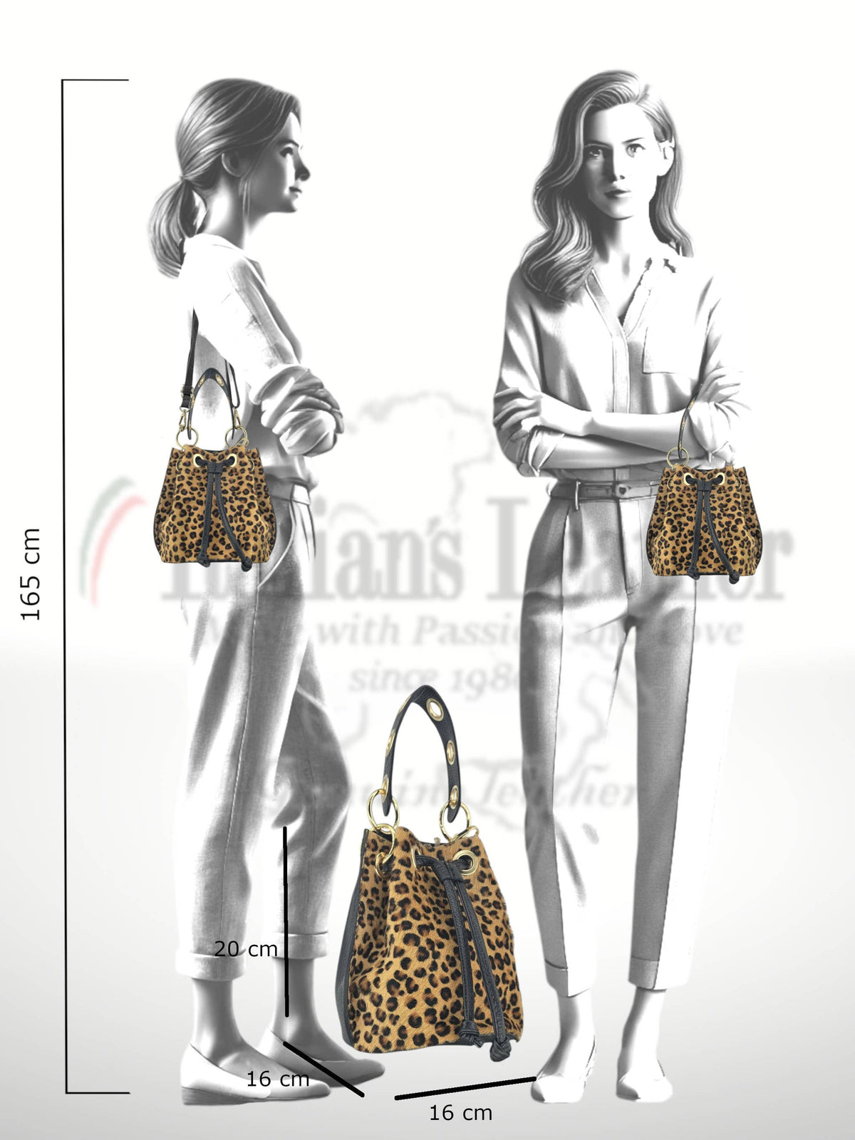 Noelia Zebra Leather Bucket Bag