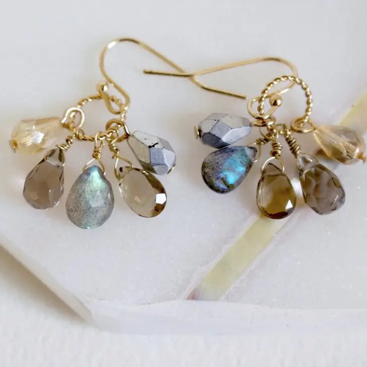 Semi Precious Color Cluster Earrings