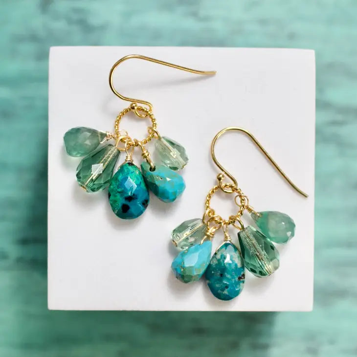 Semi Precious Color Cluster Earrings