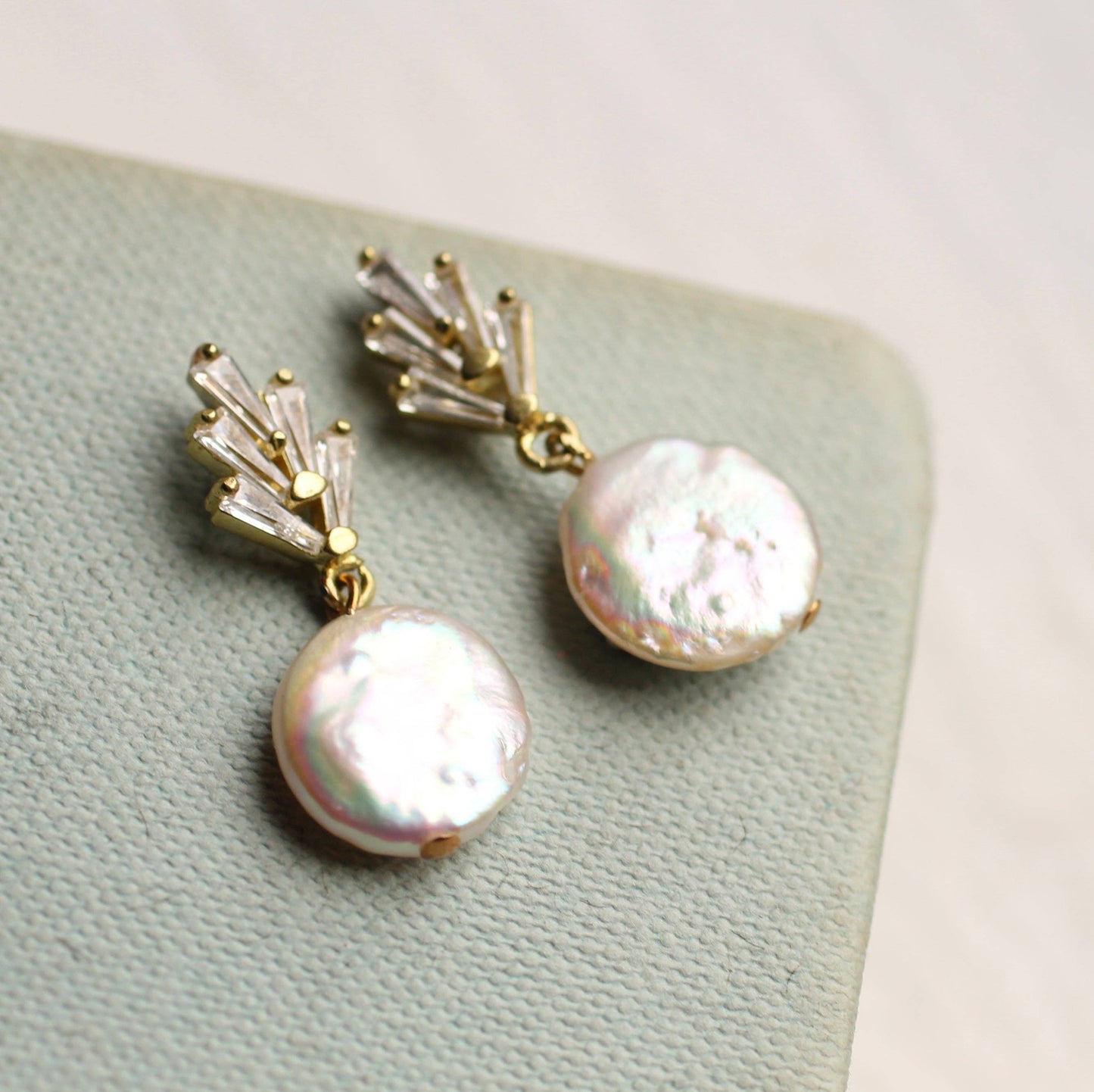 Art Deco Crystal Pearl Earrings