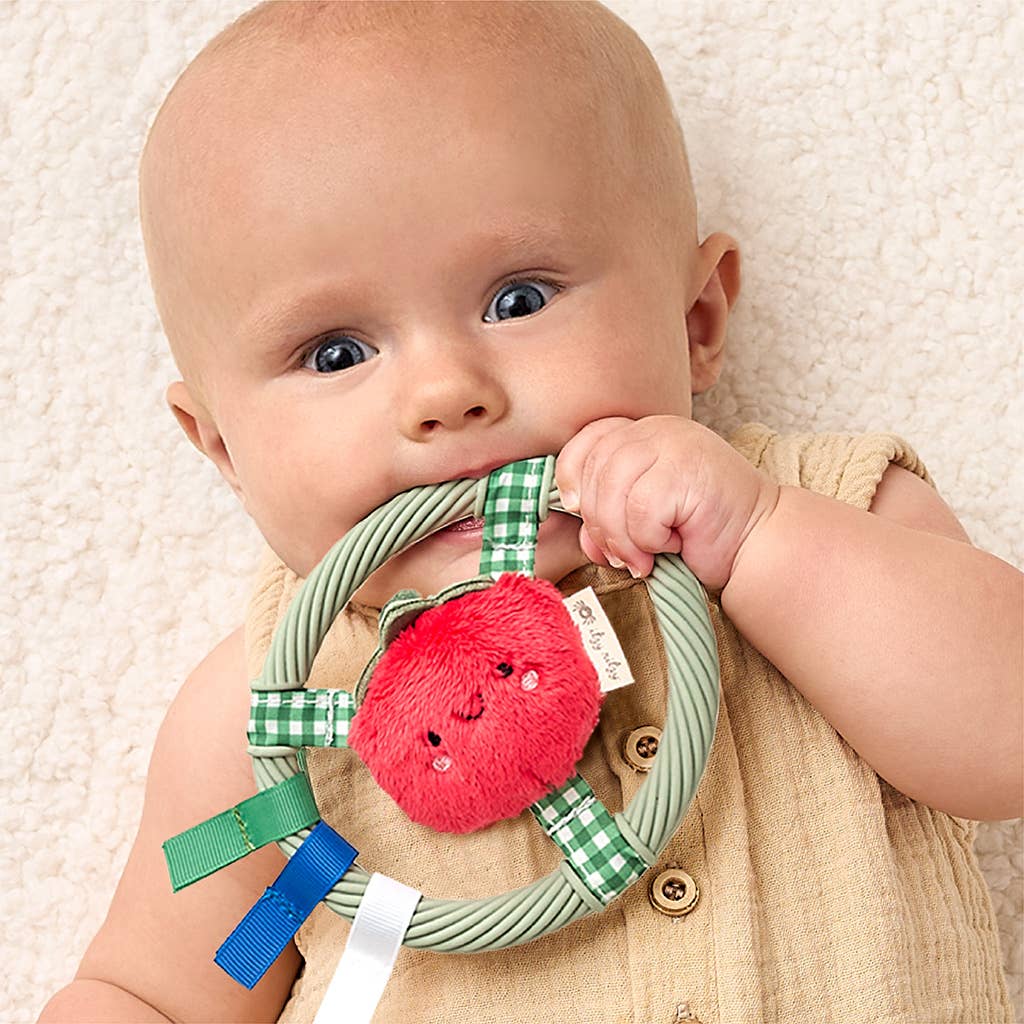 Itzy Ring Pal™ - Teething Ring with Plush Character: Taupe Bear