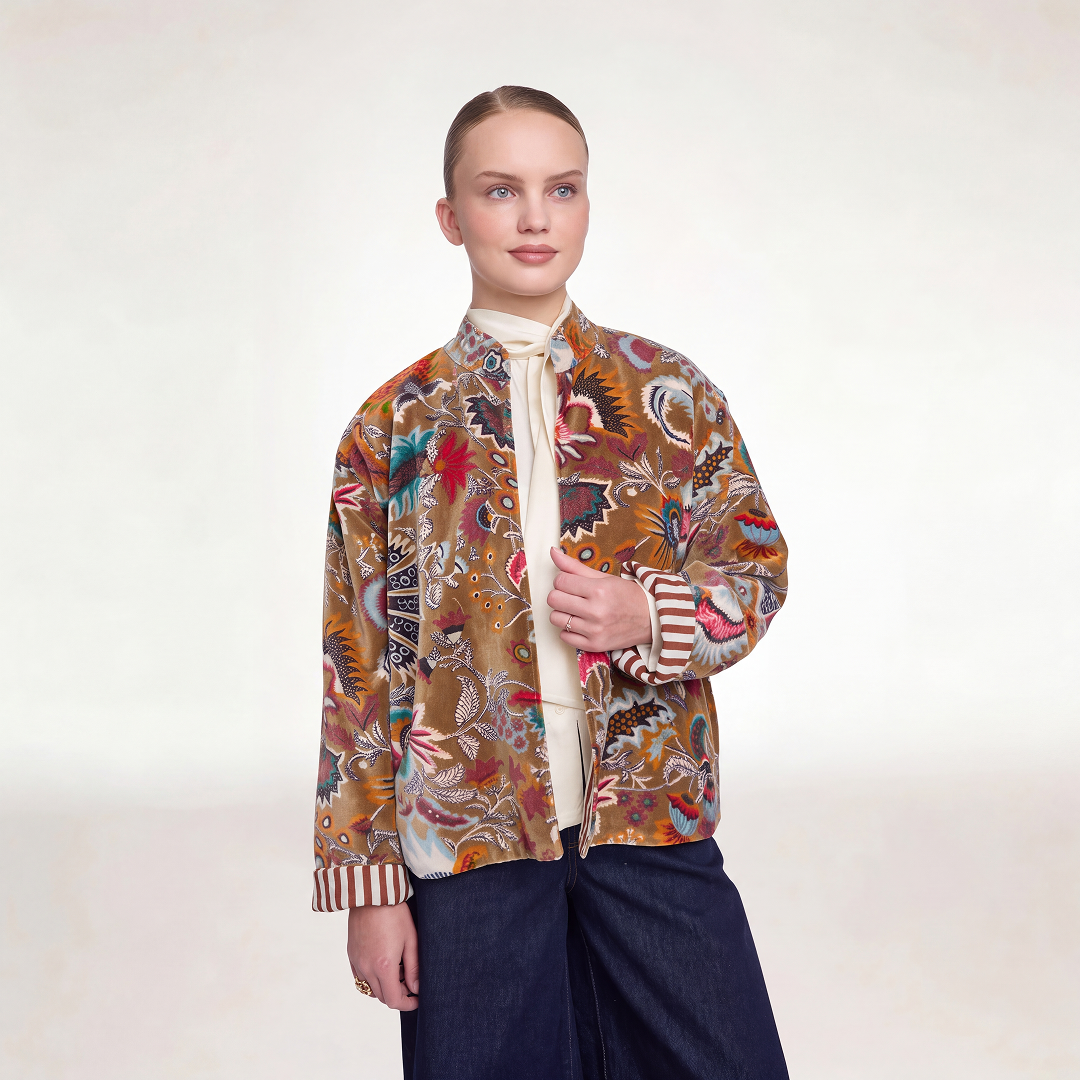 Bohemian Garden Velvet Jacket – Brown