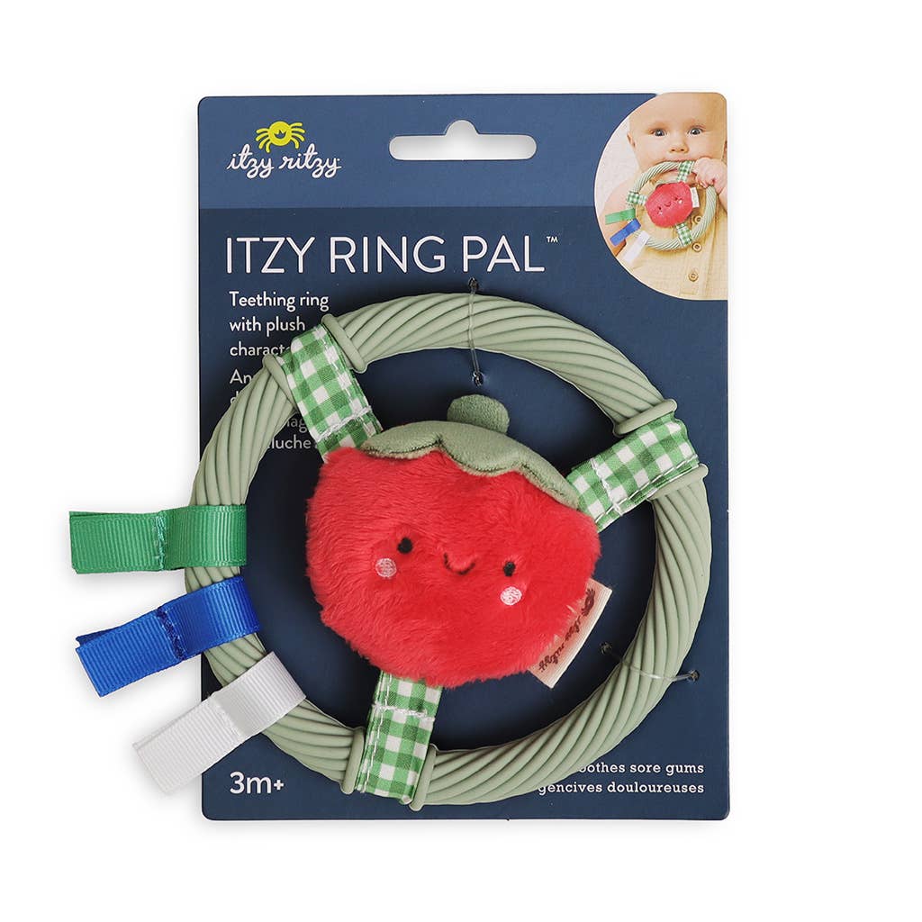 Itzy Ring Pal™ - Teething Ring with Plush Character: Taupe Bear