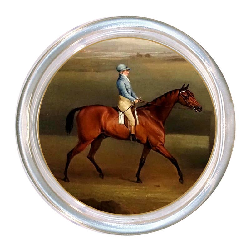 Rider on Chestnut glass coaster