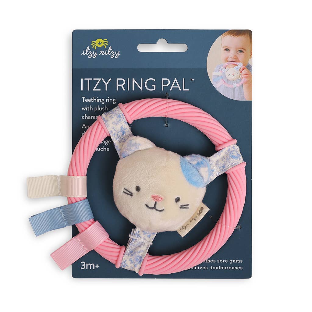 Itzy Ring Pal™ - Teething Ring with Plush Character: Taupe Bear