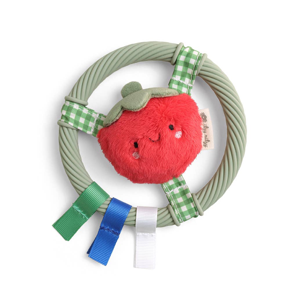 Itzy Ring Pal™ - Teething Ring with Plush Character: Taupe Bear