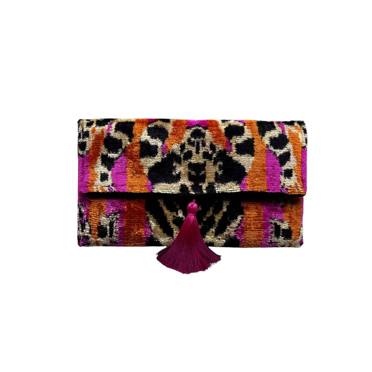 AYCA Design Silk Velvet Ikat Tassel Clutch — Pre-order