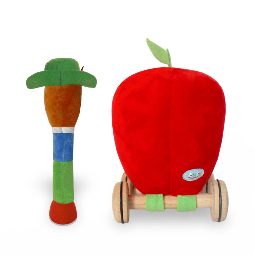 Lowly Worm Soft Toy with Applecar