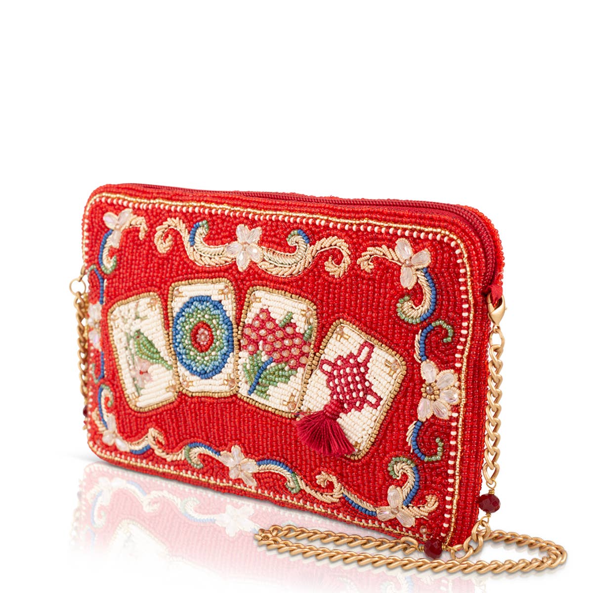 Mahjong Mood Red Tile Game Crossbody Handbag