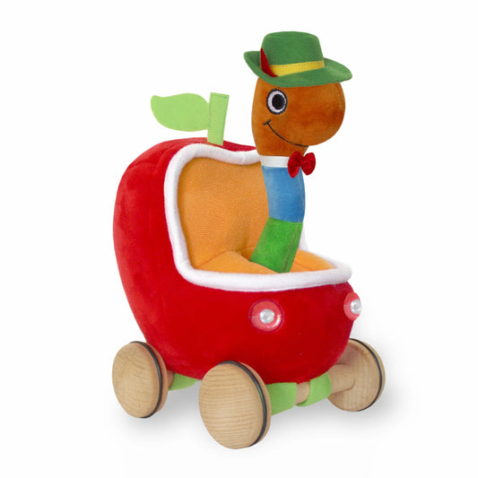 Lowly Worm Soft Toy with Applecar