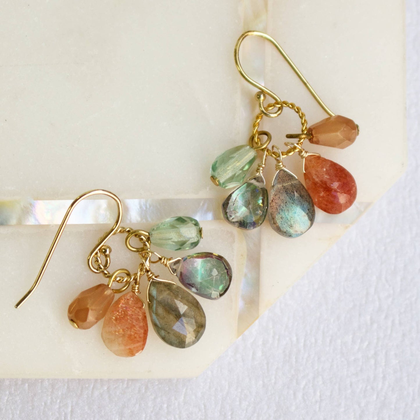 Semi Precious Color Cluster Earrings