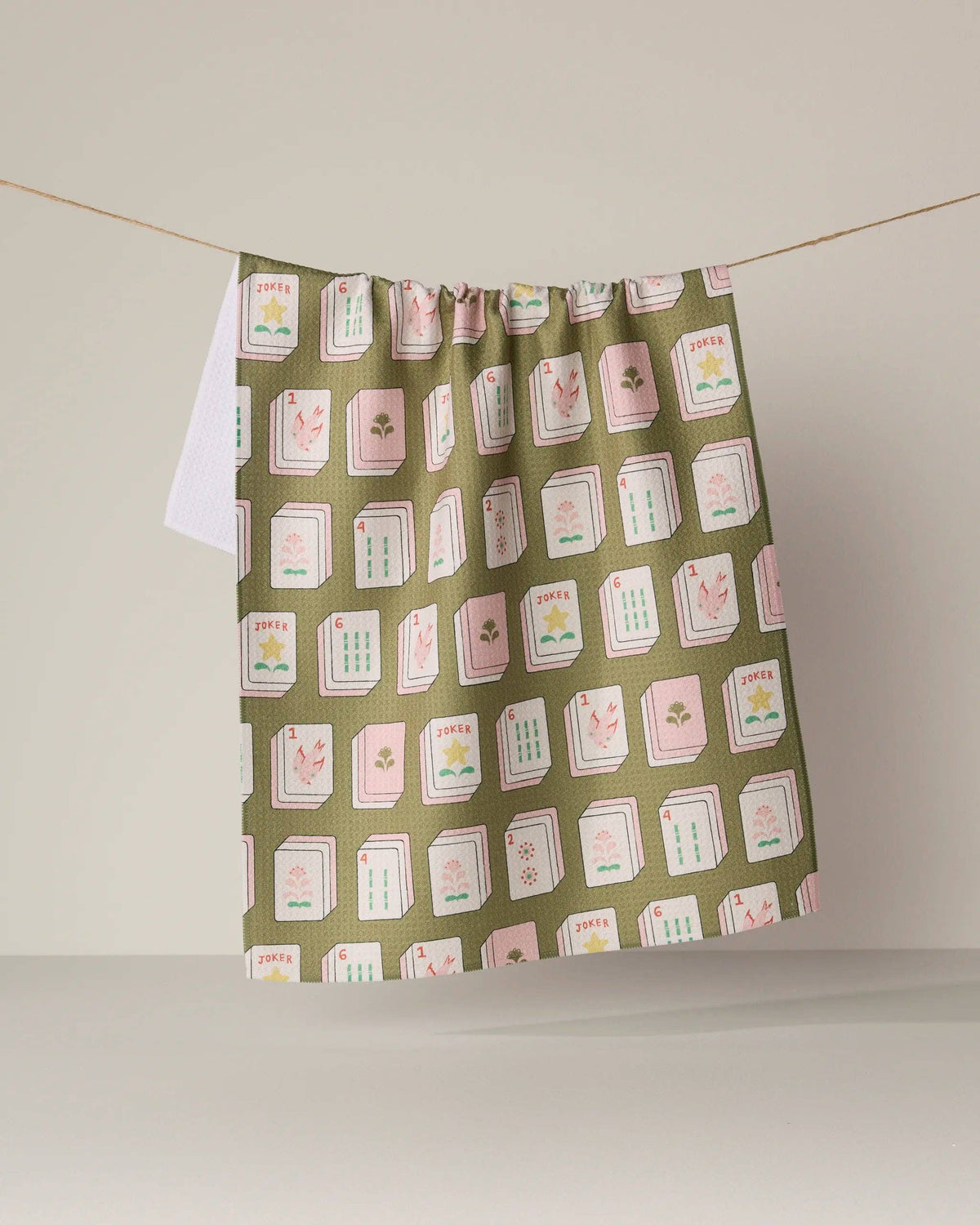 Flower Tiles Tea Towel: Pink