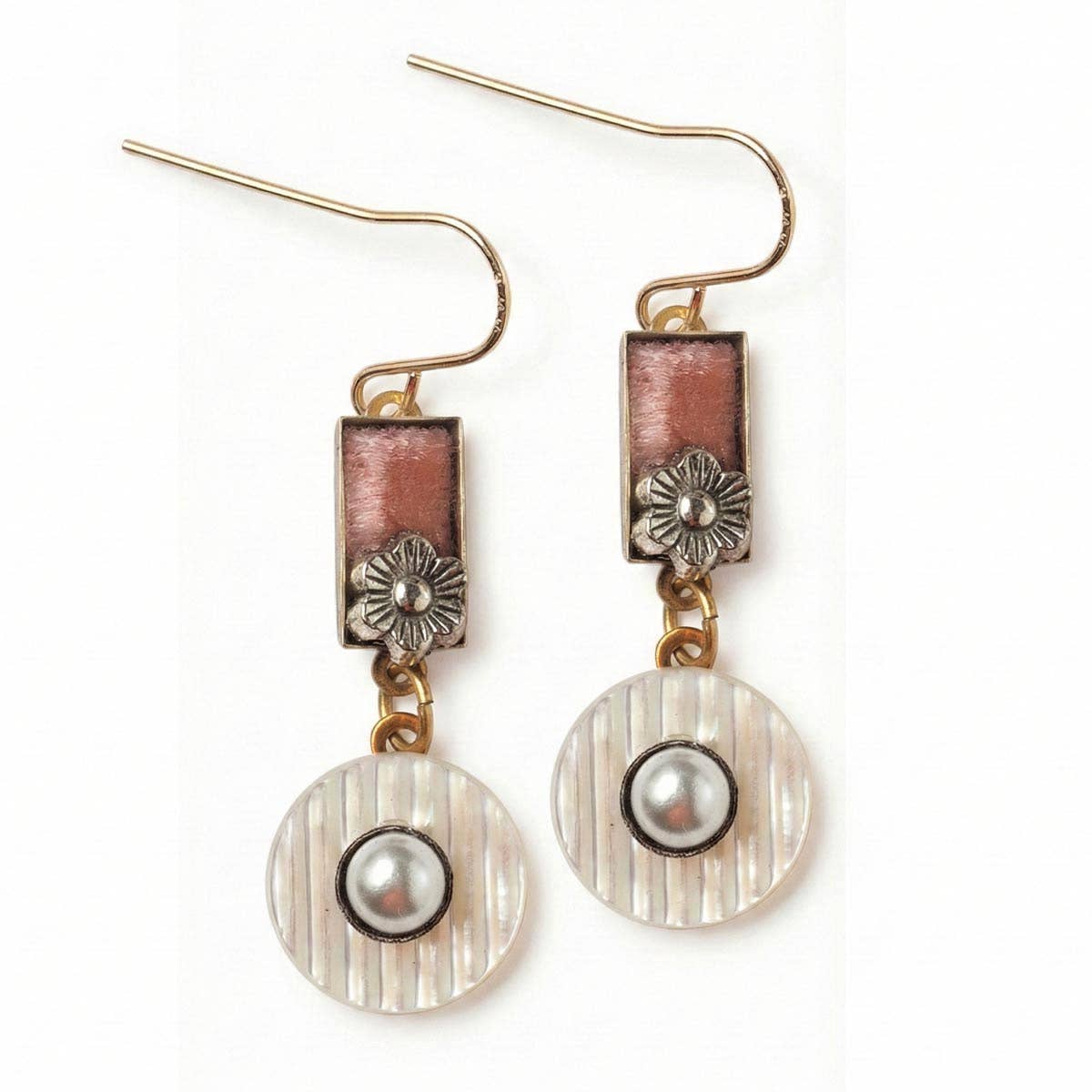 Rosé Velvet & Mother-of-Pearl Earrings