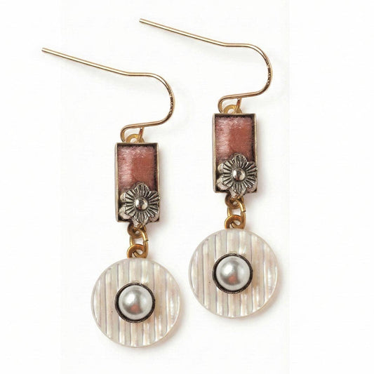 Rosé Velvet & Mother-of-Pearl Earrings