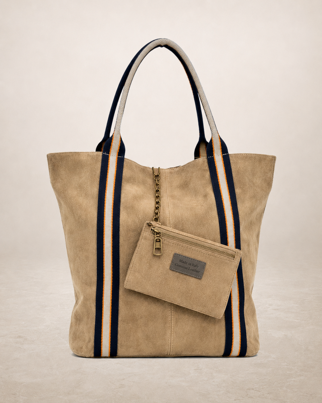 Melody Suede Leather Tote — Coffee Brown