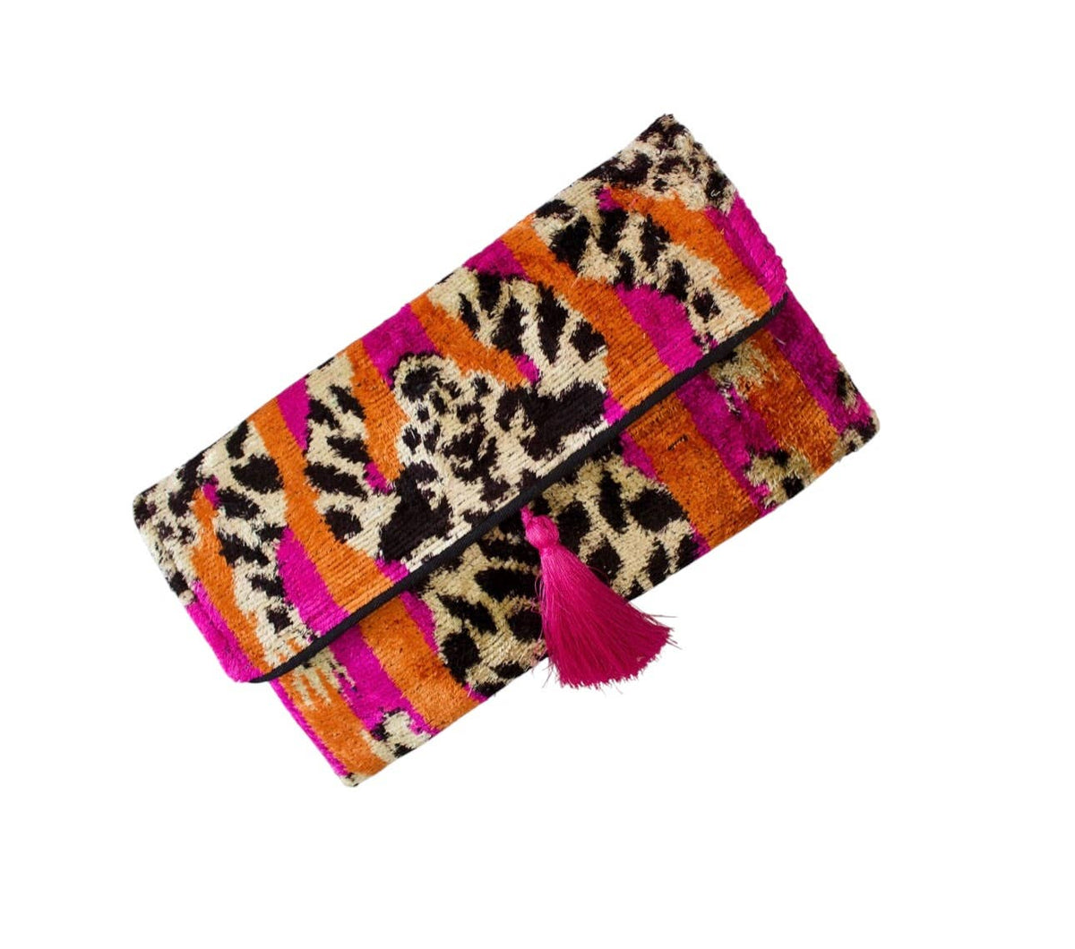 AYCA Design Silk Velvet Ikat Tassel Clutch — Pre-order