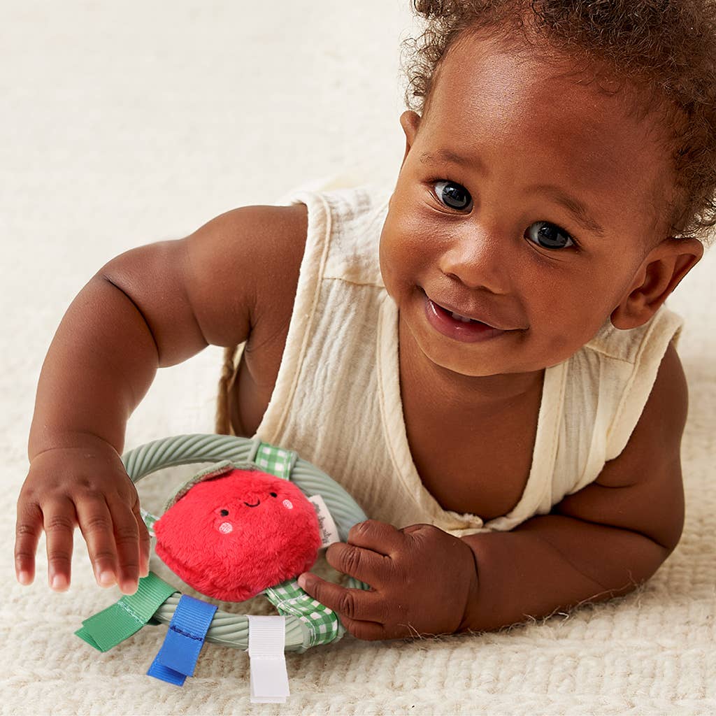 Itzy Ring Pal™ - Teething Ring with Plush Character: Taupe Bear