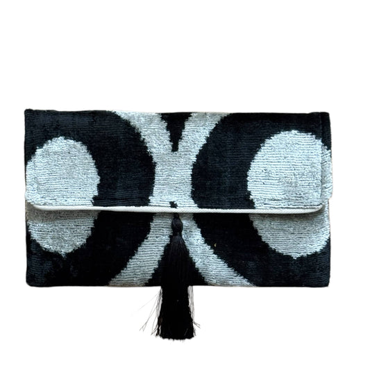 AYCA Design Silk Velvet Ikat Tassel Clutch — Pre-order