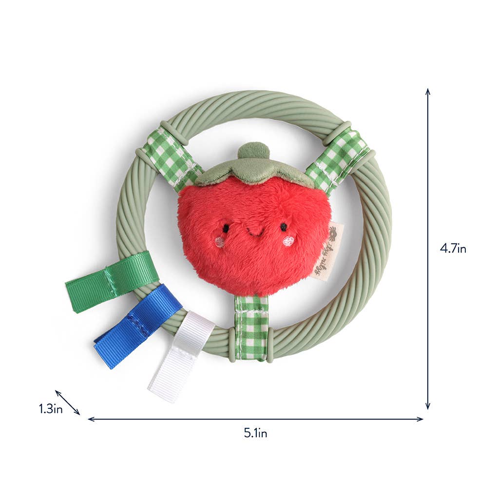 Itzy Ring Pal™ - Teething Ring with Plush Character: Taupe Bear
