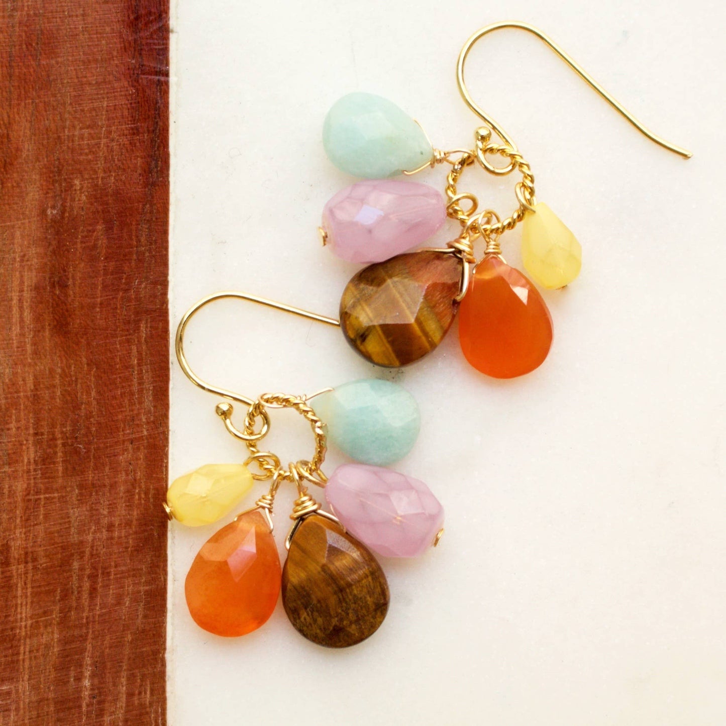 Semi Precious Color Cluster Earrings