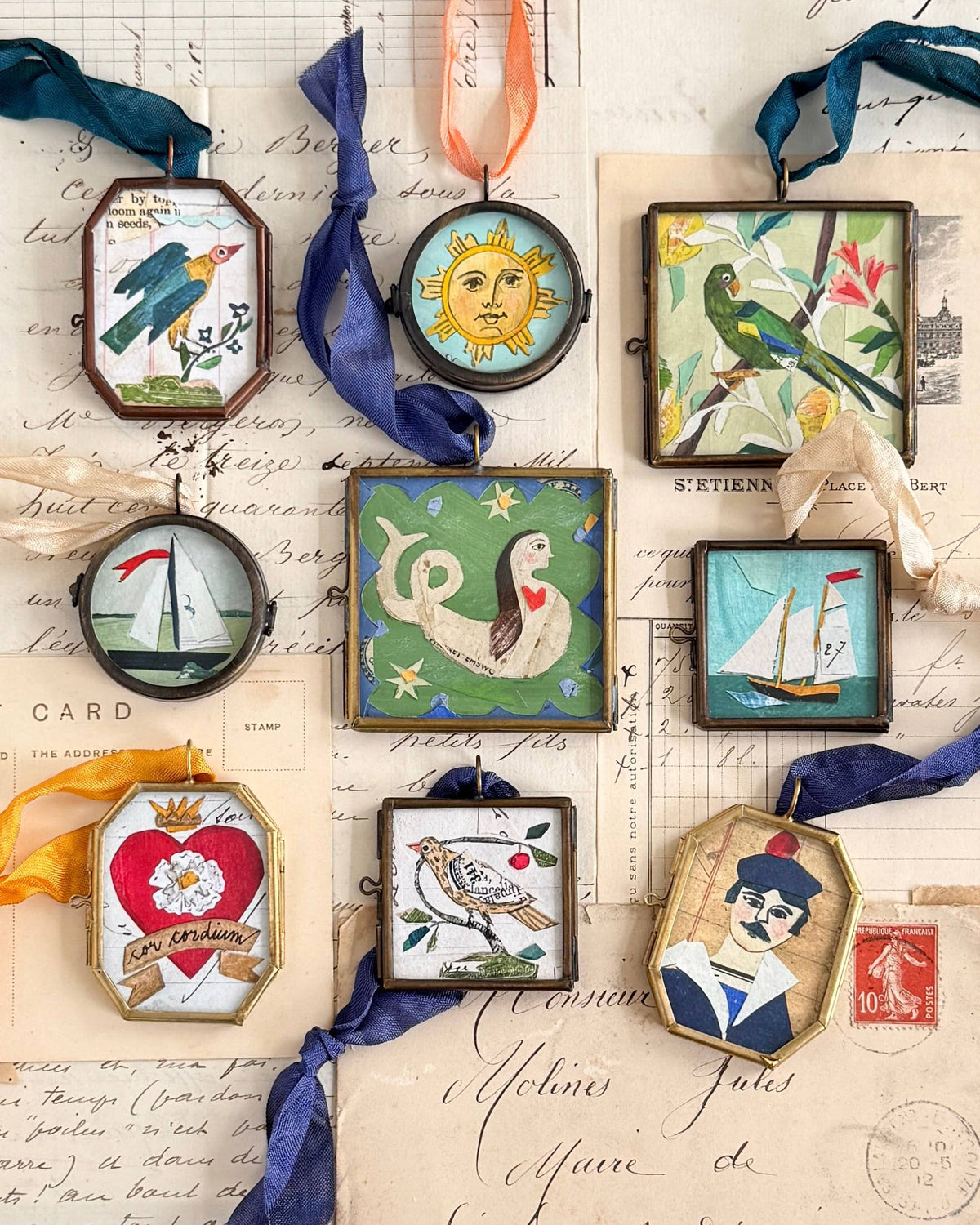 Clarus Sun ~ Art Locket Ornament Decor Celestial Handmade 