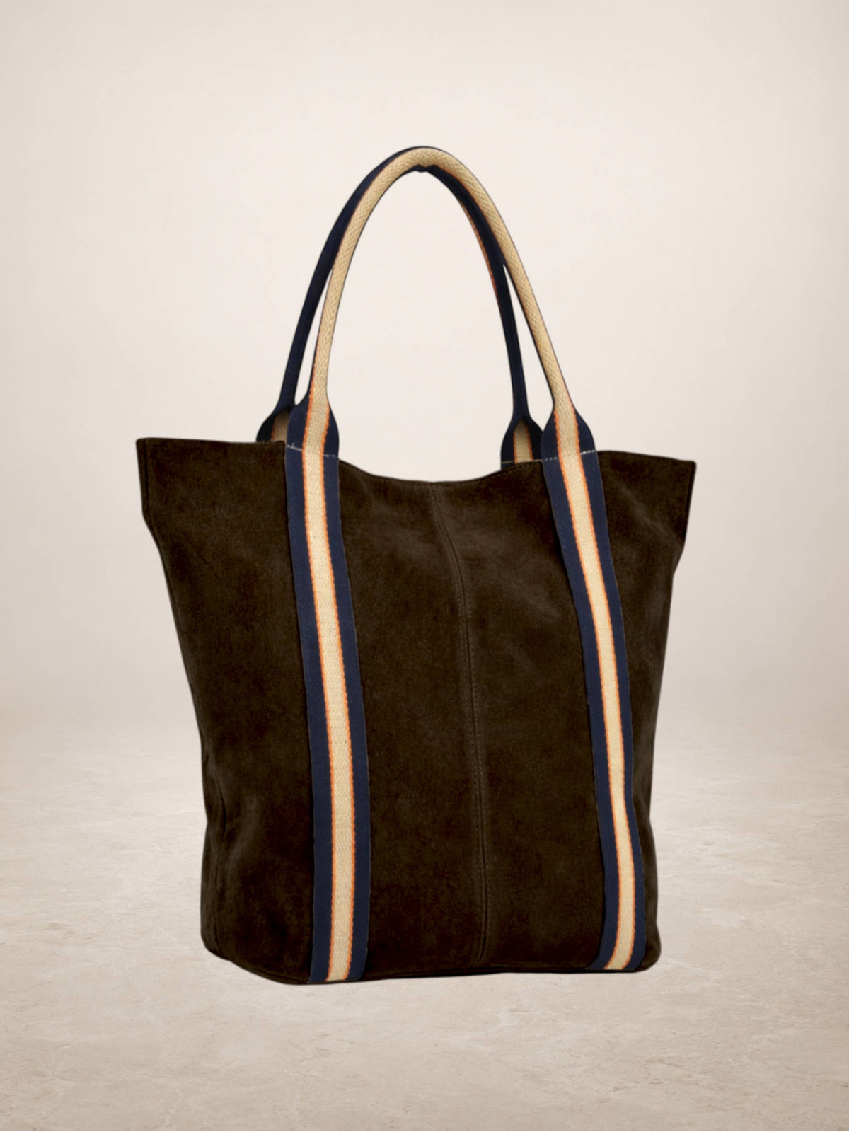 Melody Suede Leather Tote — Coffee Brown