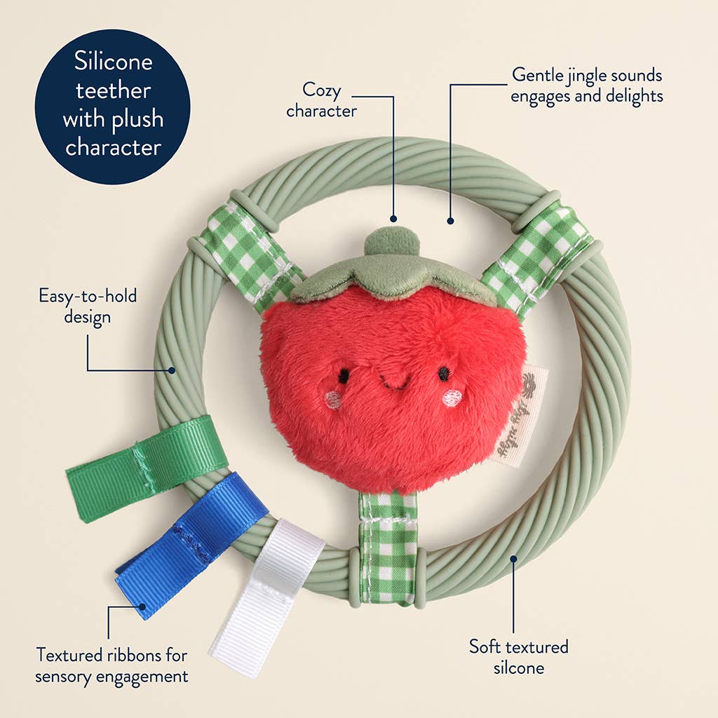 Itzy Ring Pal™ - Teething Ring with Plush Character: Taupe Bear