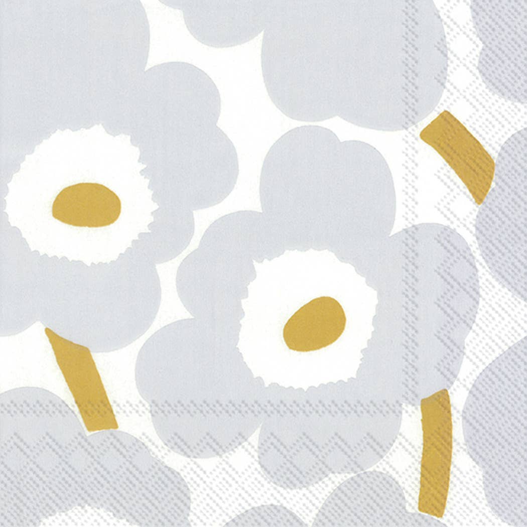 Marimekko Unikko Cocktail Napkins – White & Silver