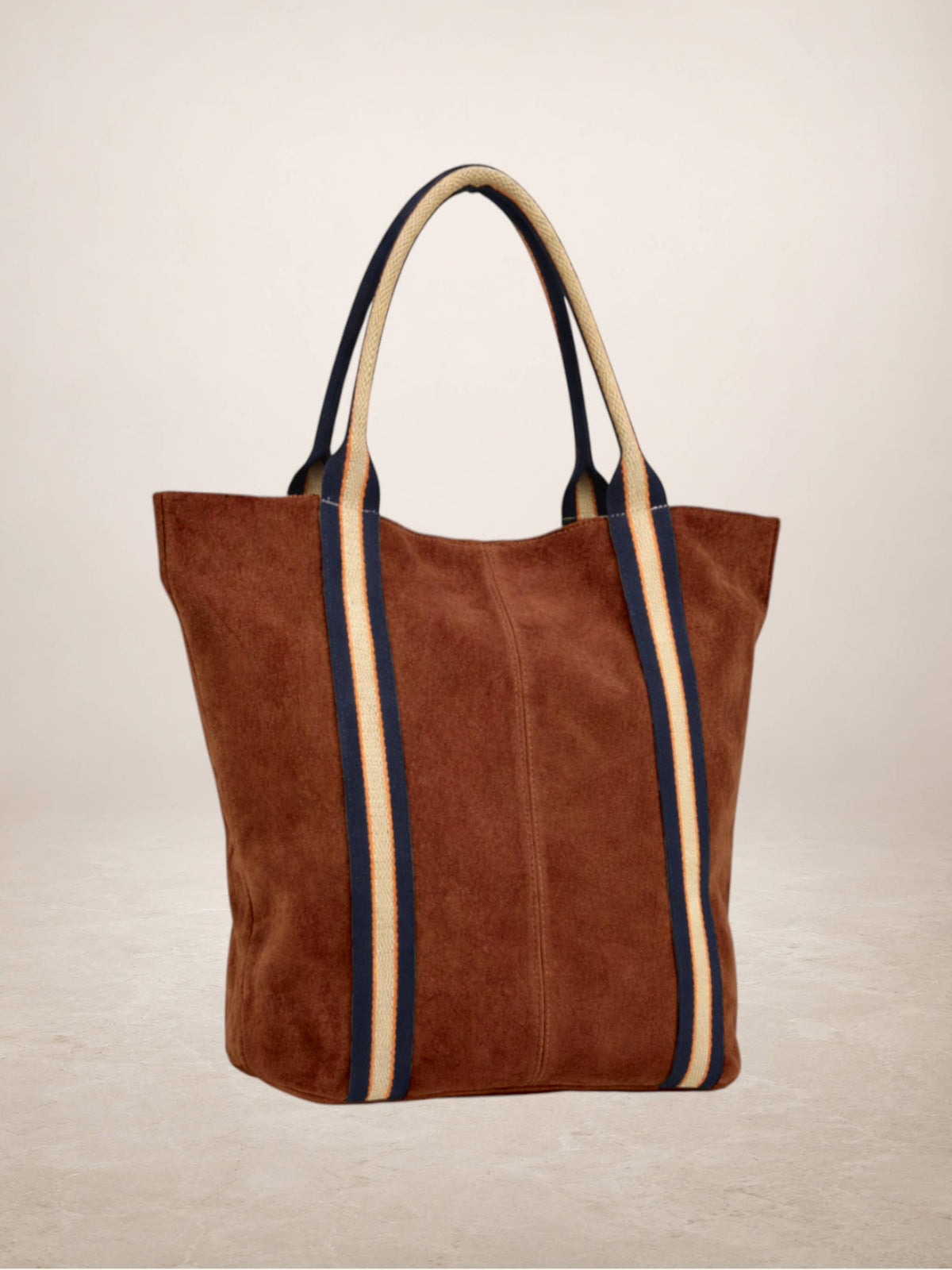 Melody Suede Leather Tote — Coffee Brown